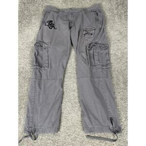 COOGI Pants Mens 42x31 Gray Cargo Relaxed Fit Embroidered Logo Pockets READ